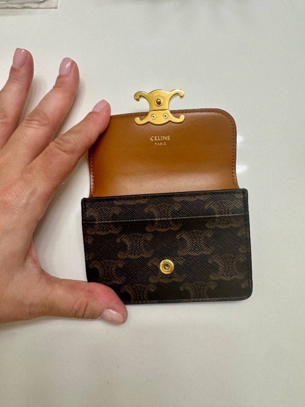 CELINE CARD HOLDER W/ FLAP IN TRIOMPHE CANVAS - Picture 7 of 8